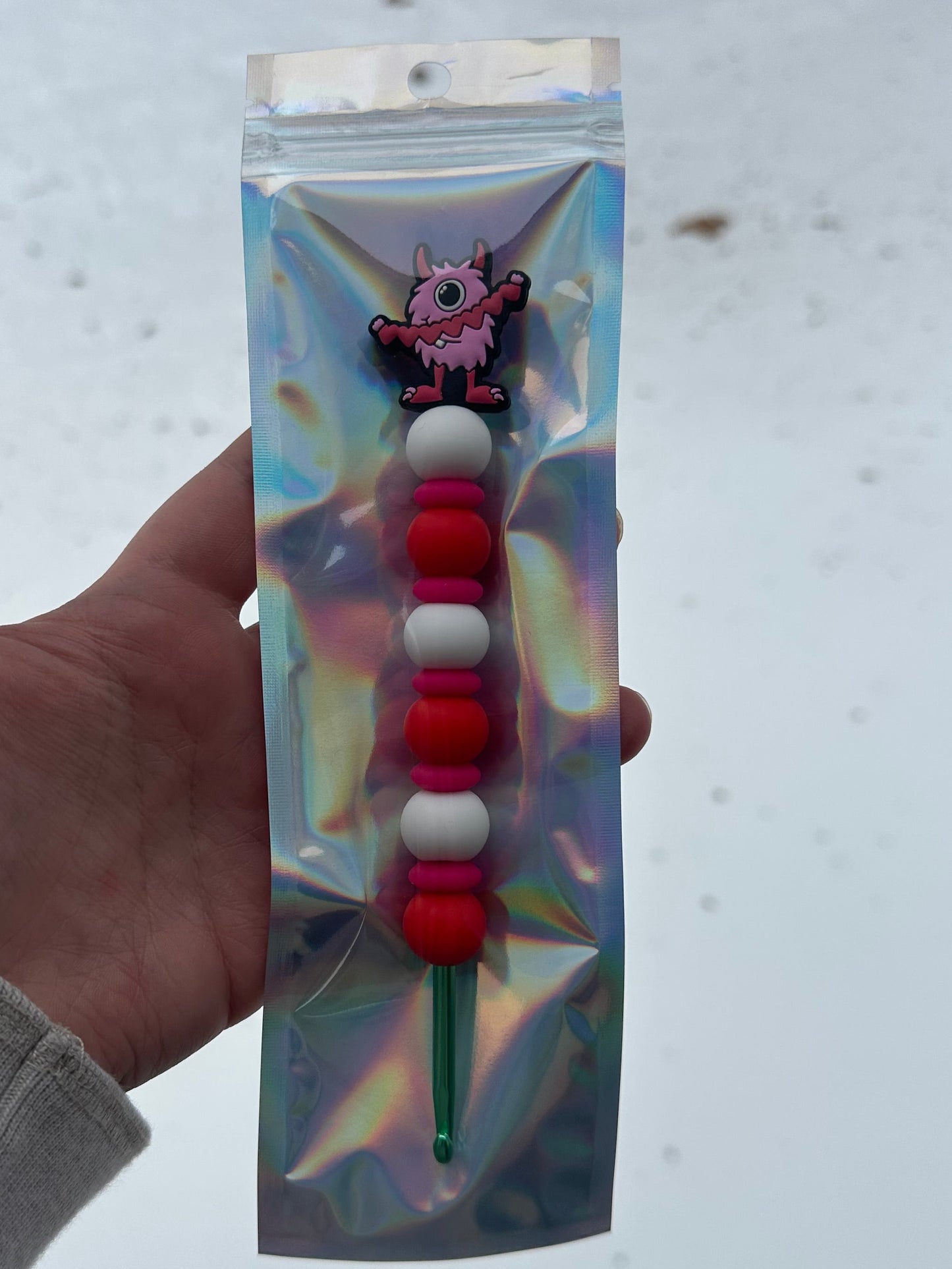 Pink Love Monster Crochet Hook