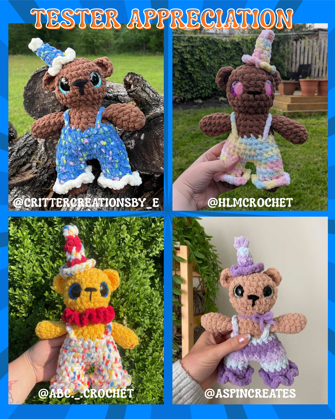 Clownie Bear PDF Pattern