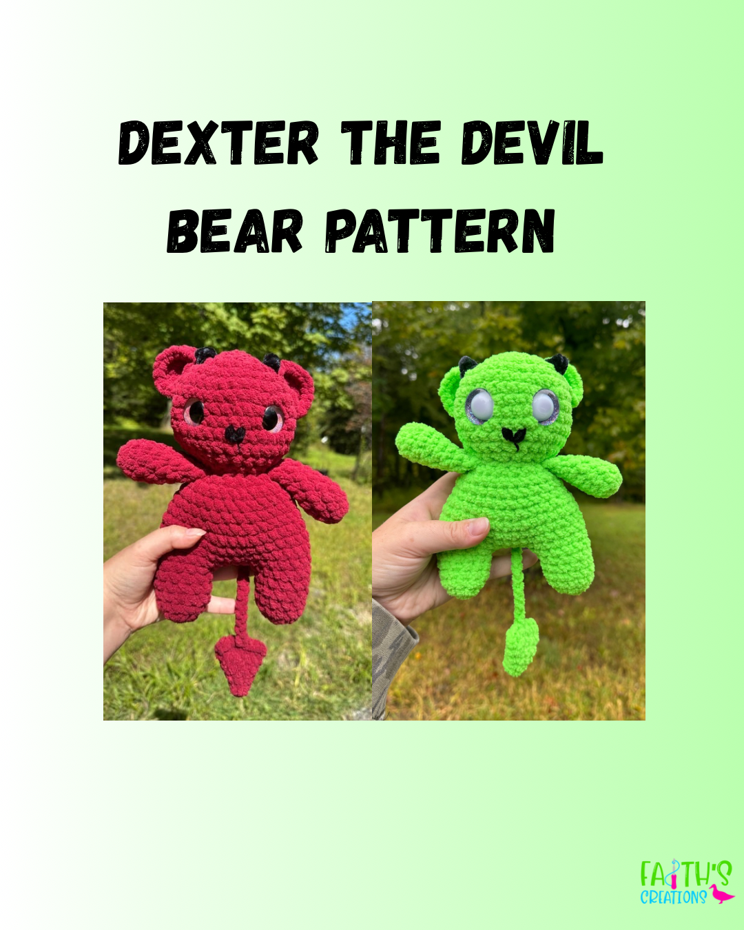 Dexter the Devil Bear PDF Pattern