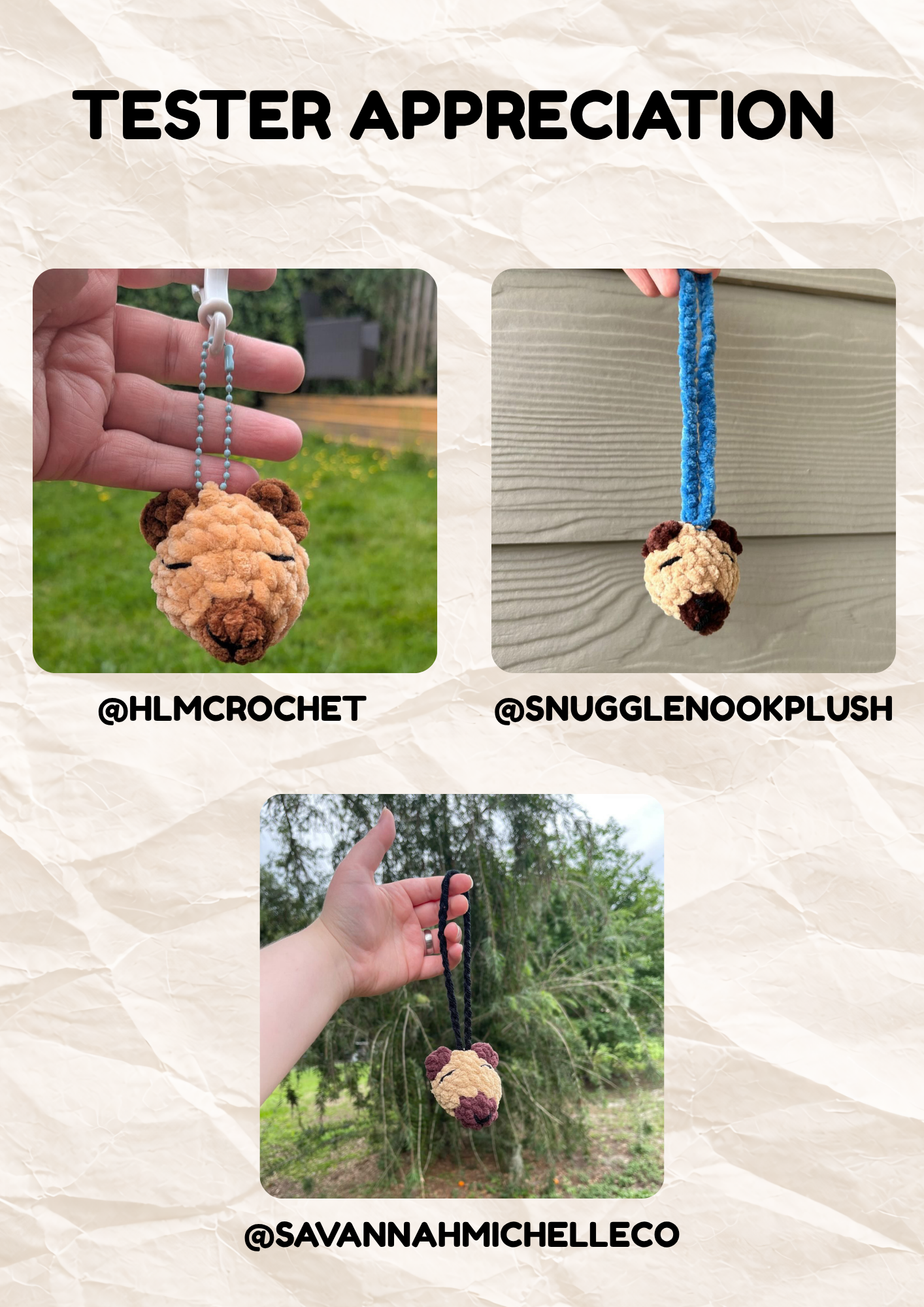 Capybara Keychain & Car Charm PDF Pattern